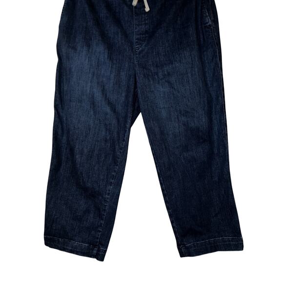 FREE ASSEMBLY Jeans Women's Sz XL Blue Denim Pull On Drawstring Waist Crop Jean - Picture 3 of 7